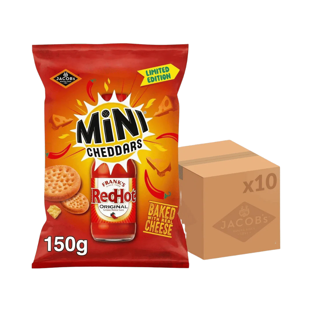 Jacob's Mini Cheddars Franks Red Hot Sauce 10 x 150g